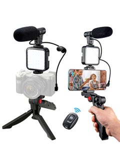 Vlogging Kit Smartphone Camera Video Vlogging Kit for iPhone/Android with Light + Microphone + Tripod + Phone Holder for Vlogging/YouTube/Tiktok/Facebook/Camera