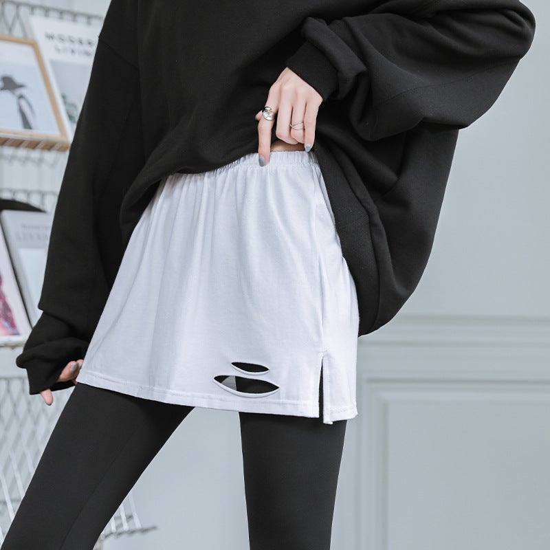 Winter Layering Fake Hem Plus-Size Skirt Extender White White-Hole - Image 1