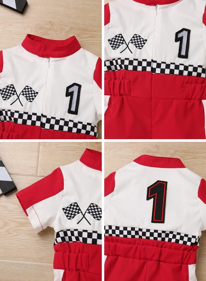 IDOPIP Baby Boys 1st 2nd Birthday Outfit Race Car Driver Romper Girls Boy Racer Jumpsuit Racing Suit Toddler Dress up Costume, Red, 9-12 months - Image 5