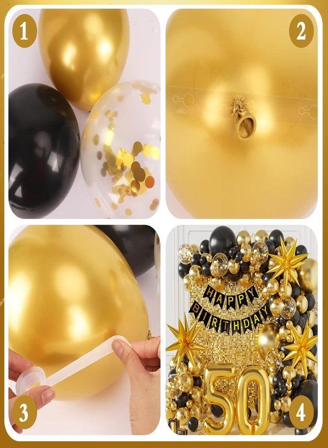 Sllyfo 50th Birthday Decorations for Men and Women, Happy 50th Birthday Banner Balloons Arch Kit, Black and Gold 50 Balloon Numbers, 50th Party Decorations for Him and Her - Image 5