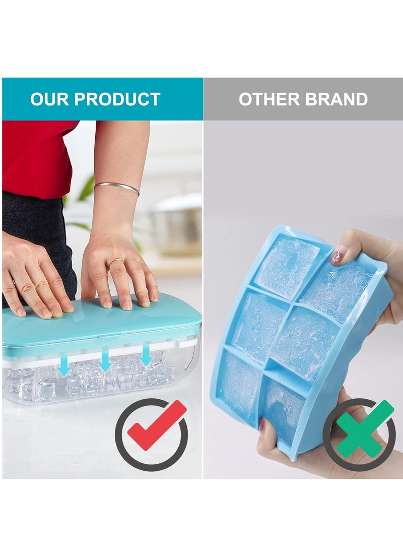 Press Type 48-Ice Cube Tray Quickly Ice Cubes Release Plastic Stackable Maker Mold with Ice Container  Scoop and Lid for Freezer Drinks Tea Coffee (Blue)  - Image 5