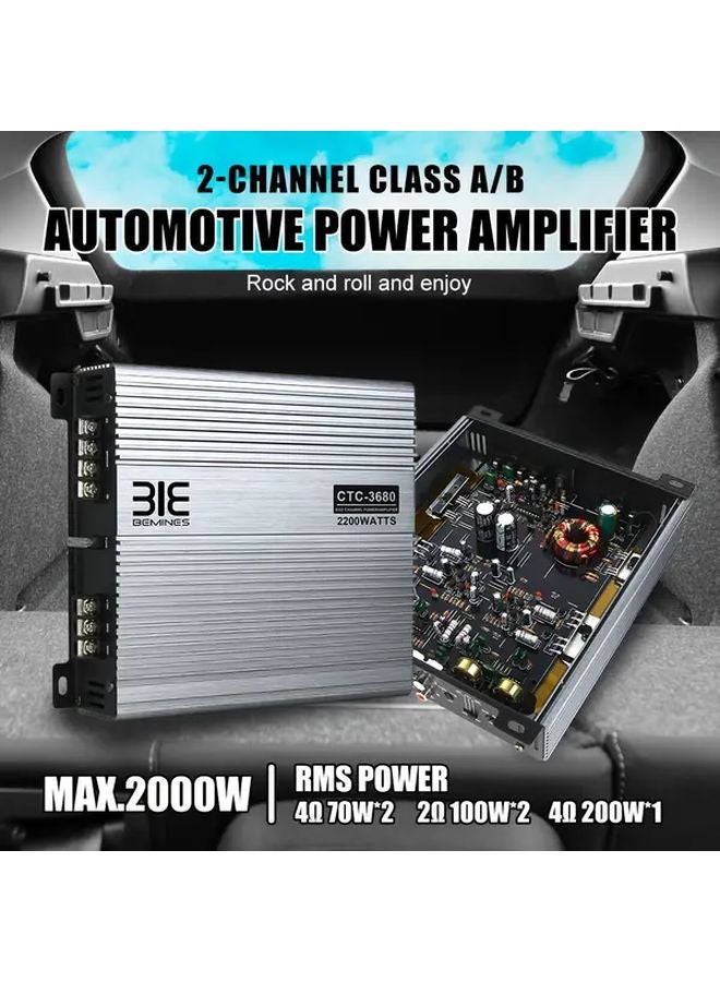 CTC 3680 Class A B 2 Channel Car Power Amplifier 12V Stereo Audio Enhancer Large Heat Dissipation - Image 1