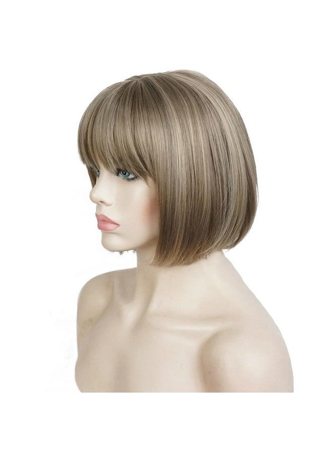 ايمول باروكة بوب قصيرة مستقيمة مع غرة مسطحة لطيفة وشعر صناعي (24M8+613) - Image 3