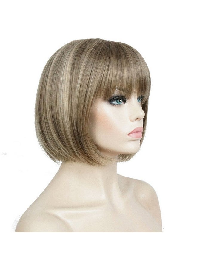ايمول باروكة بوب قصيرة مستقيمة مع غرة مسطحة لطيفة وشعر صناعي (24M8+613) - Image 1