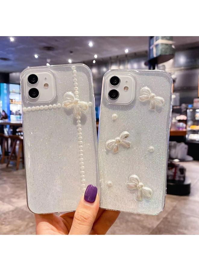 Zaboon Case For iPhone 13 Pro Max Pearl Bow Glitter Epoxy TPU Phone Case - Image 2