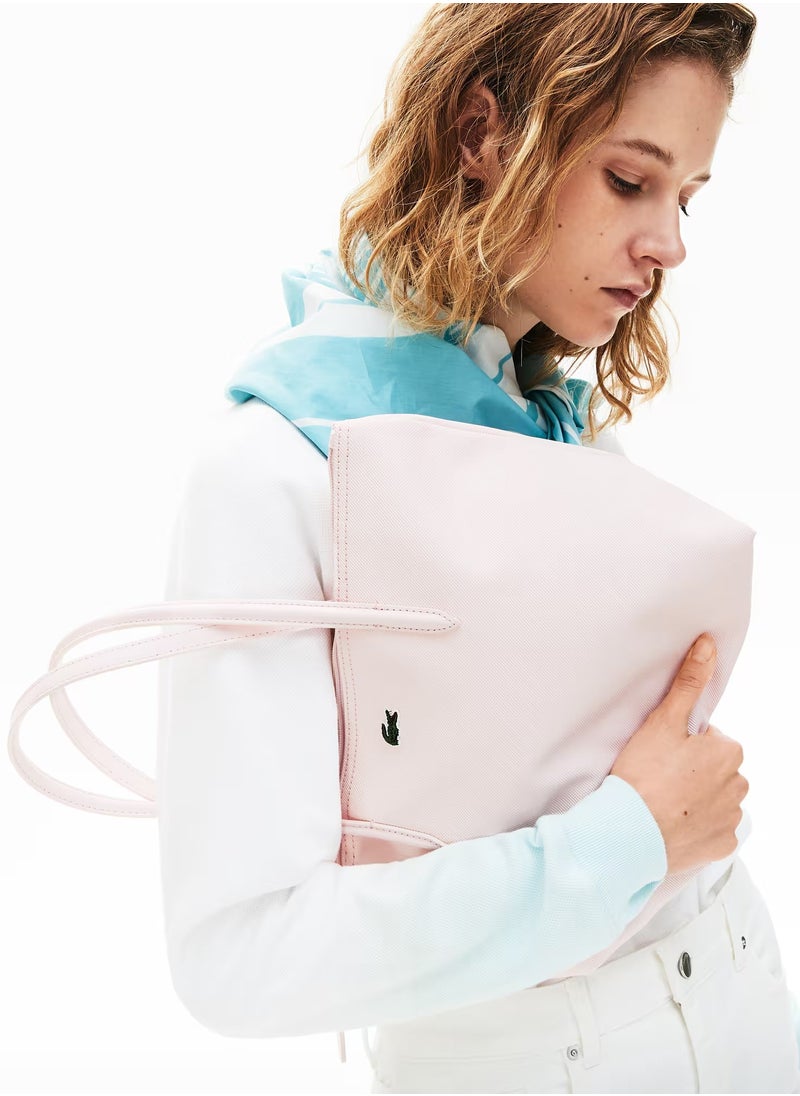 LACOSTE - Lacoste Women's L12.12 Concept Fashion Versatile Large Capacity Zipper Handbag Single Shoulder Bag Tote Bag Medium Pink - Image 1