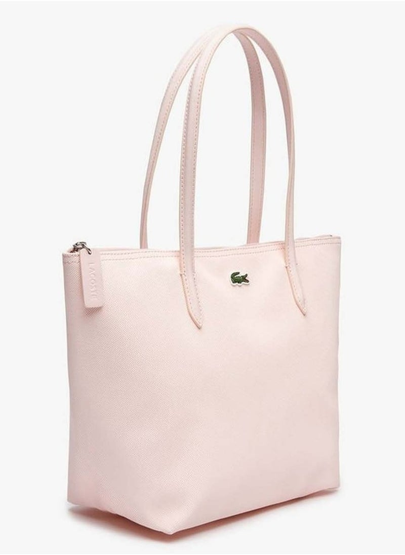LACOSTE - Lacoste Women's L12.12 Concept Fashion Versatile Large Capacity Zipper Handbag Single Shoulder Bag Tote Bag Medium Pink - Image 1