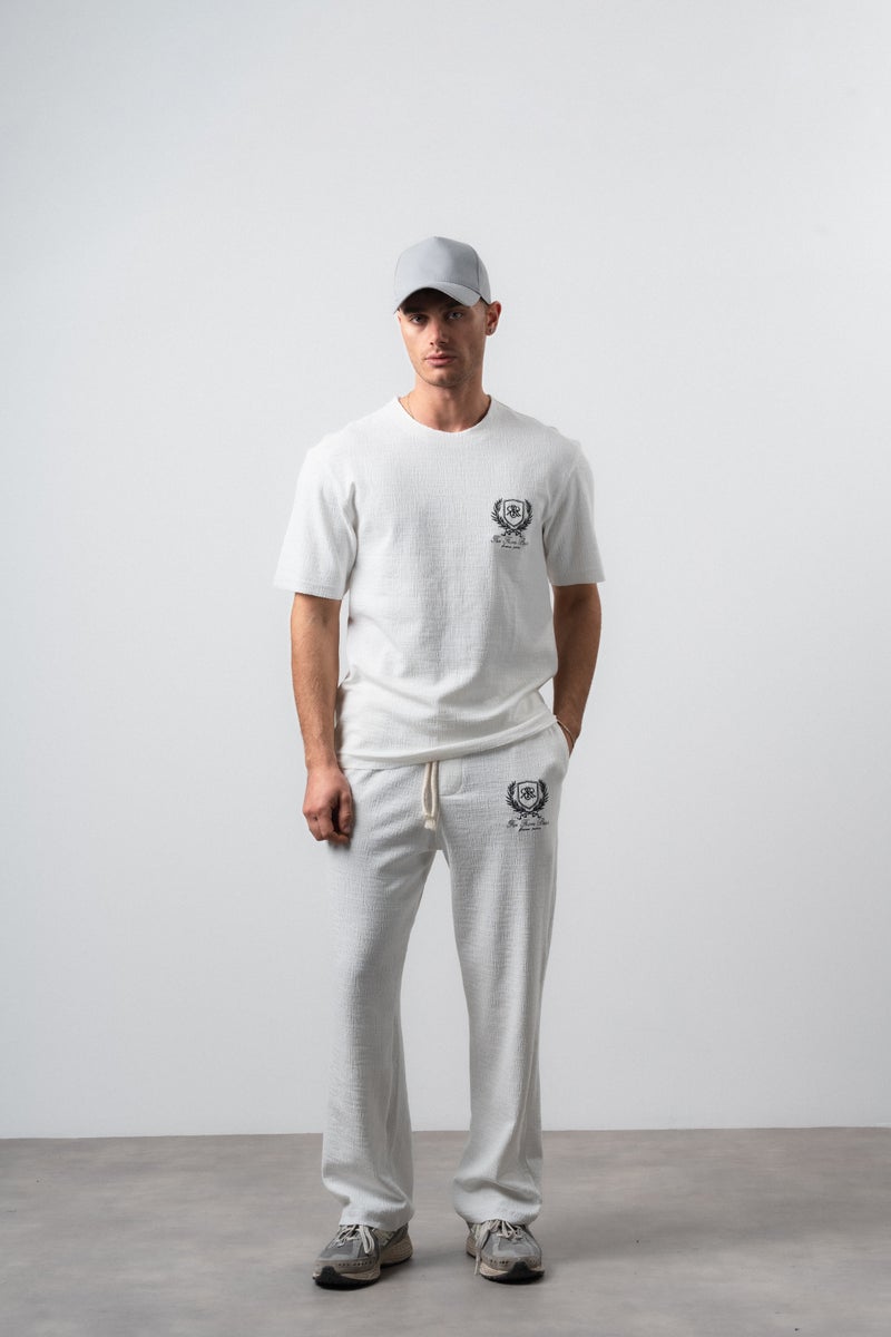 RESPIRE Men's FFB Dirty Stitch T-Shirt and Pants Set, Ecru - Image 1