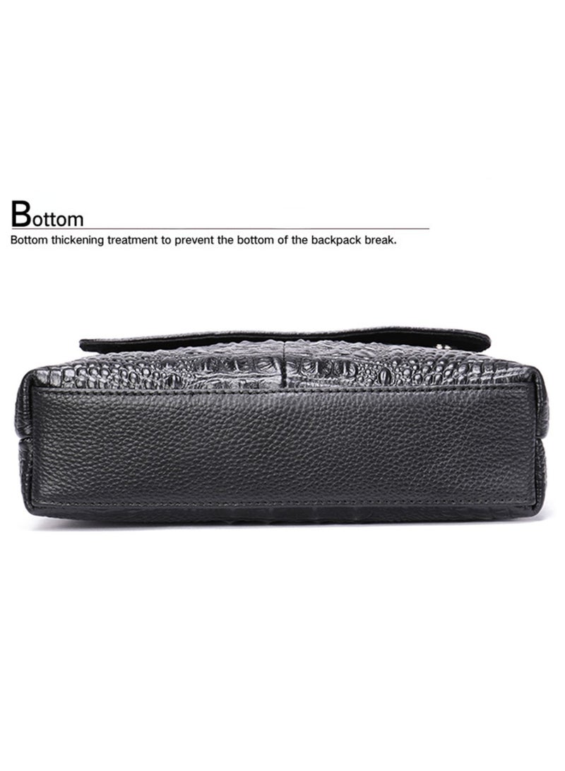 Handmade crocodile pattern genuine leather men's messenger bag, side bag for men, wear-resistant leather large capacity
