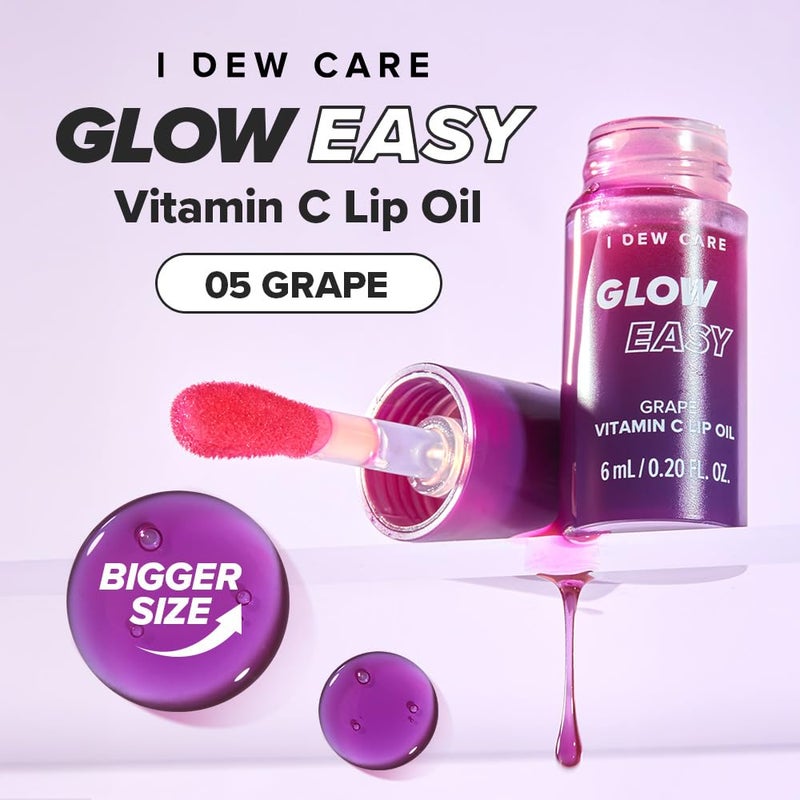 I DEW CARE Lip Gloss - Glow Easy Grape | Jojoba Seed Oil, Vitamin C, Pigmented Glossy Stain, Hydrating, Korean Makeup, Pink Color, Moisturizing, Nourishing Crystal, 0.20 FL Oz - Image 2