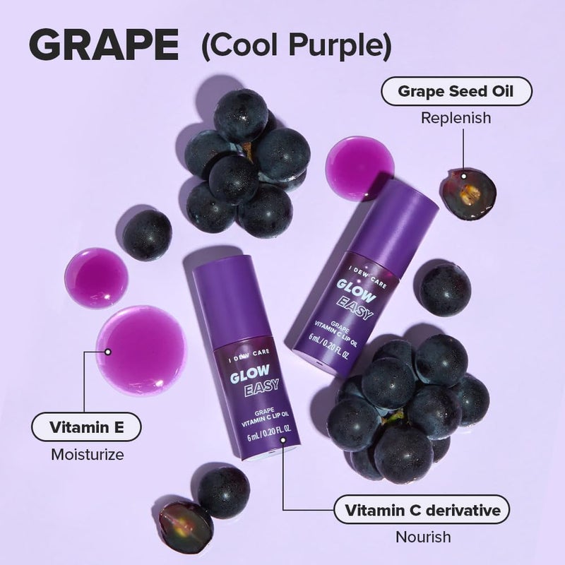 I DEW CARE Lip Gloss - Glow Easy Grape | Jojoba Seed Oil, Vitamin C, Pigmented Glossy Stain, Hydrating, Korean Makeup, Pink Color, Moisturizing, Nourishing Crystal, 0.20 FL Oz - Image 3