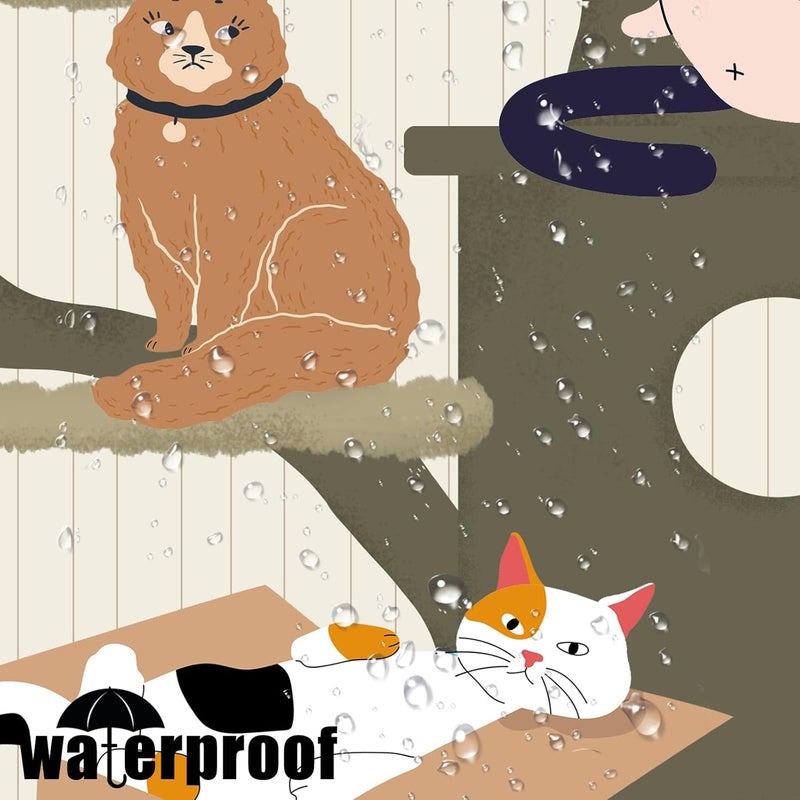Fowocu Funny Cat Shower Curtain Cute Fun Cartoon Cat Tree Shower Curtains for Bathroom Boho Anime Kittens Kids Modern Farmhouse Waterproof Fabric Bath Curtain Decor 72 X 72 Inches - Image 5