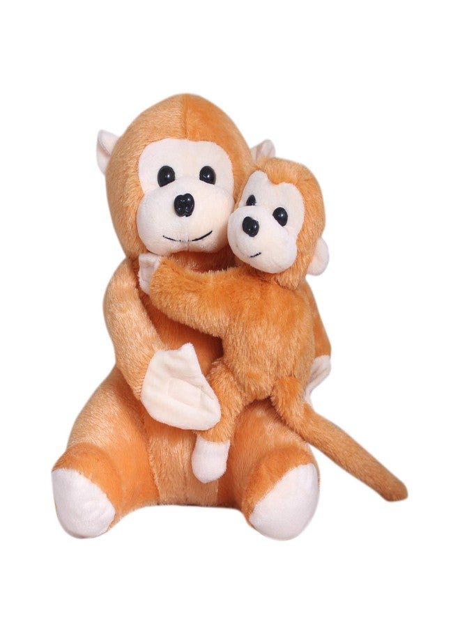 Tickles Mother Monkey with Baby Monkey Soft Stuffed Animal Plush Toy for Girls Boys Baby and Kids (Size: 28 cm Color: Light Brown) - Image 1