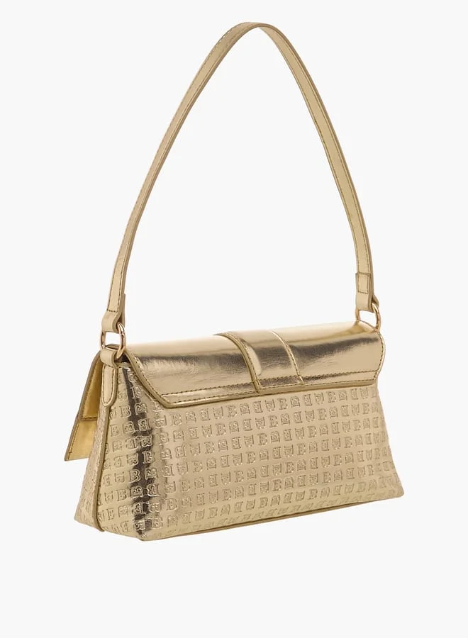 Flora Bella By Shoexpress Women Monogram Detail Shoulder Bag with Detachable Strap and Flap Closure