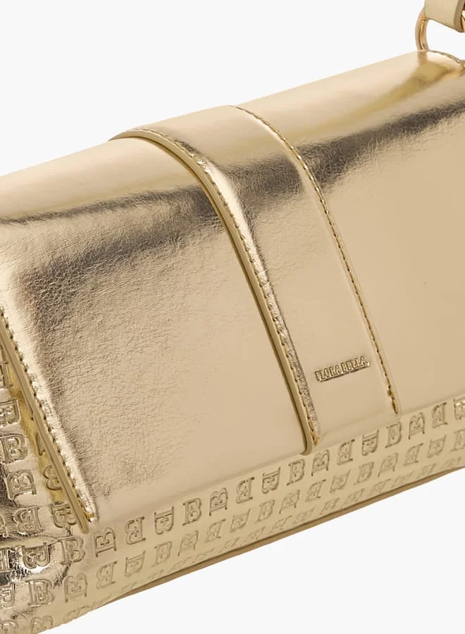Flora Bella By Shoexpress Women Monogram Detail Shoulder Bag with Detachable Strap and Flap Closure