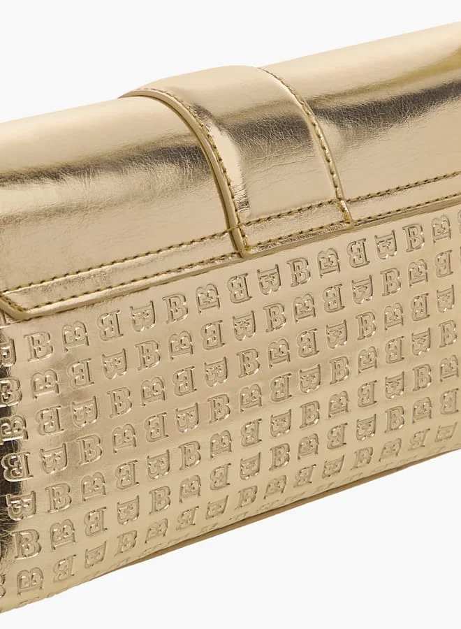 Flora Bella By Shoexpress Women Monogram Detail Shoulder Bag with Detachable Strap and Flap Closure