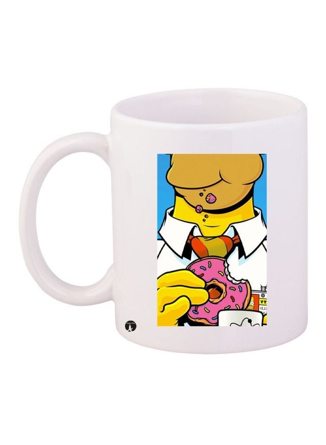 RYN The Simpsons Printed Coffee Mug White/Yellow/Pink 11ounce