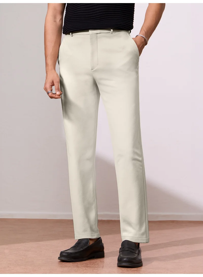 The Souled Store  The Souled Store Men Ecru Beige Solid Regular Fit Pants for Men | Best Price UAE