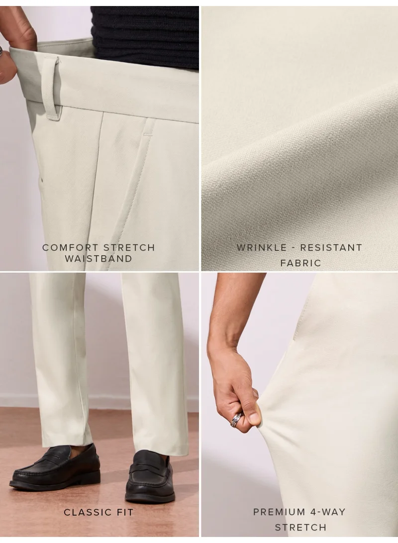 The Souled Store  The Souled Store Men Ecru Beige Solid Regular Fit Pants for Men | Best Price UAE