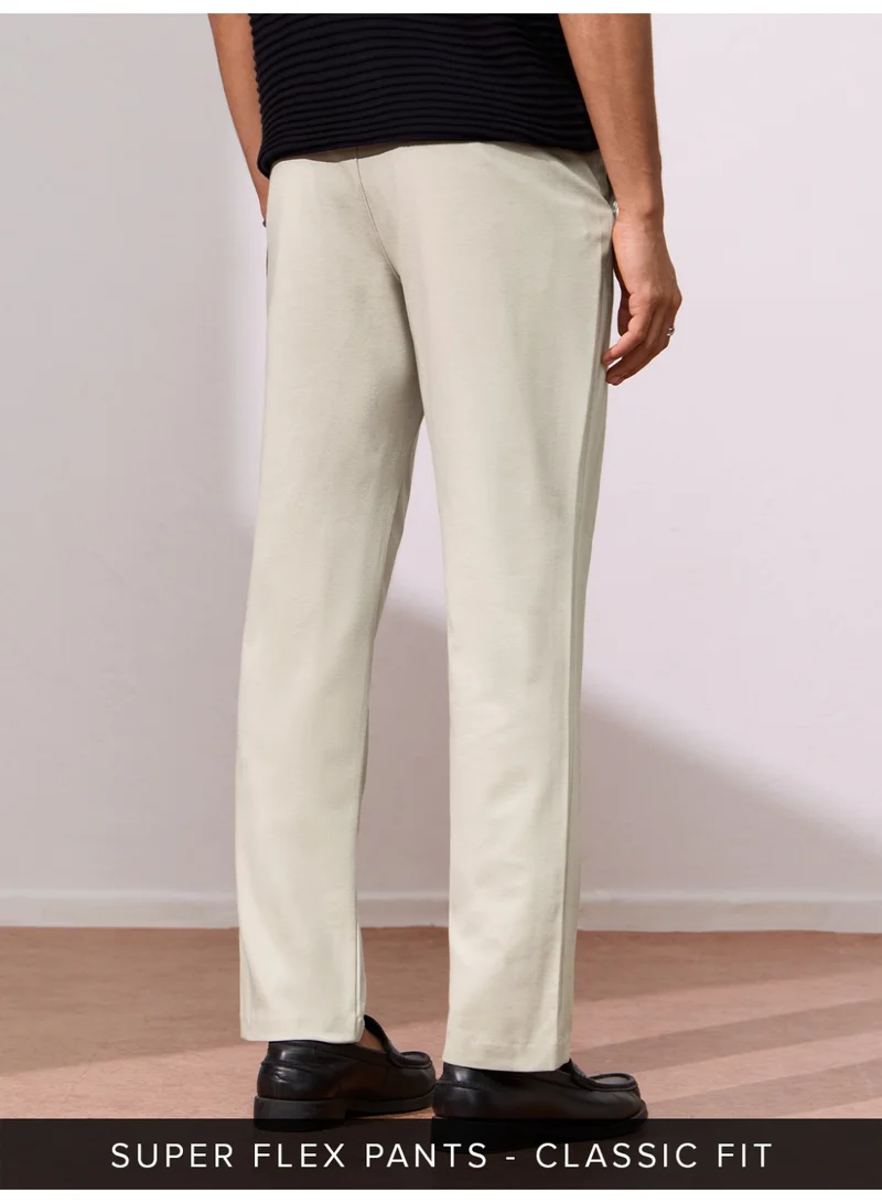 The Souled Store  The Souled Store Men Ecru Beige Solid Regular Fit Pants for Men | Best Price UAE