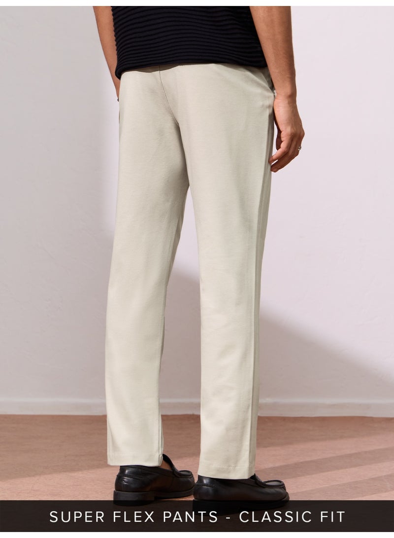 The Souled Store Men Ecru Beige Solid Regular Fit Pants - Image 4