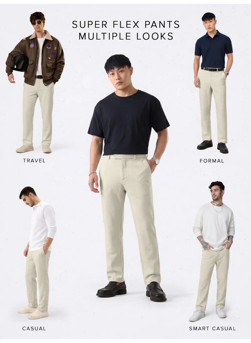 The Souled Store  The Souled Store Men Ecru Beige Solid Regular Fit Pants for Men | Best Price UAE
