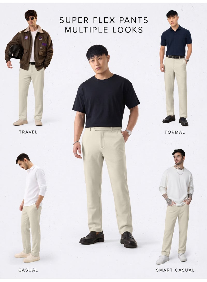 The Souled Store Men Ecru Beige Solid Regular Fit Pants - Image 5