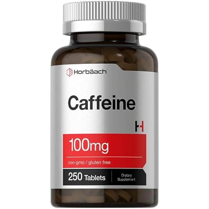 Horbäach Caffeine Pills 100mg | 250 Tablets | Vegetarian Formula | Non-GMO, Gluten Free Supplement - Image 1