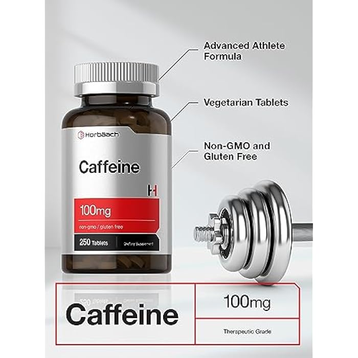 Horbäach Caffeine Pills 100mg | 250 Tablets | Vegetarian Formula | Non-GMO, Gluten Free Supplement - Image 4
