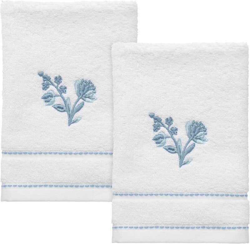 IZOD - Fingertip Towels, Soft & Absorbent Cotton, Floral Bathroom Decor, Set of 2 (Mystic Collection, White) - Image 1