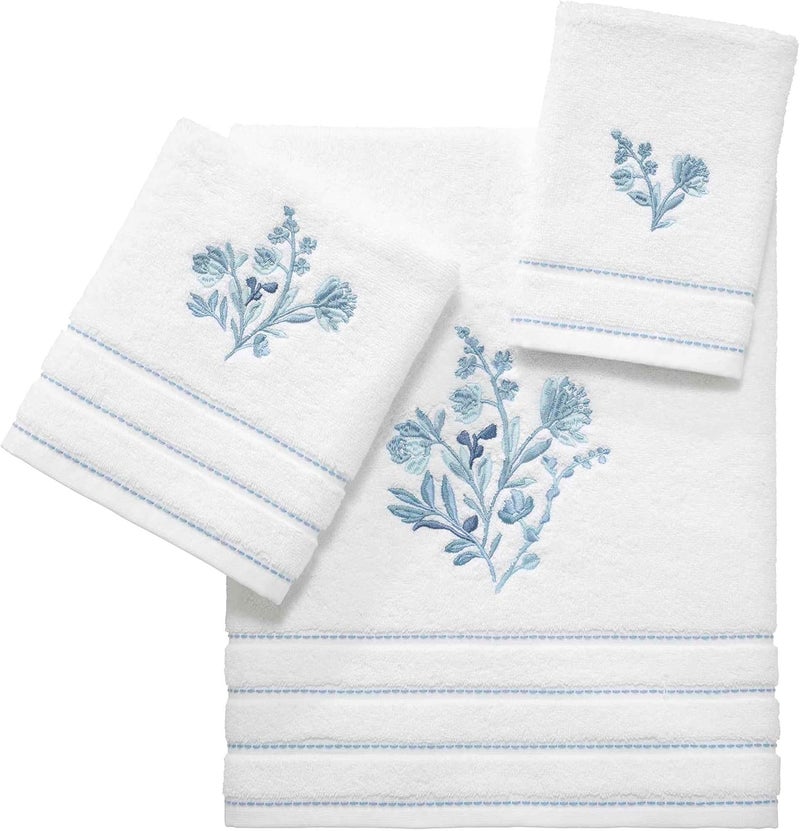 IZOD - Fingertip Towels, Soft & Absorbent Cotton, Floral Bathroom Decor, Set of 2 (Mystic Collection, White) - Image 2