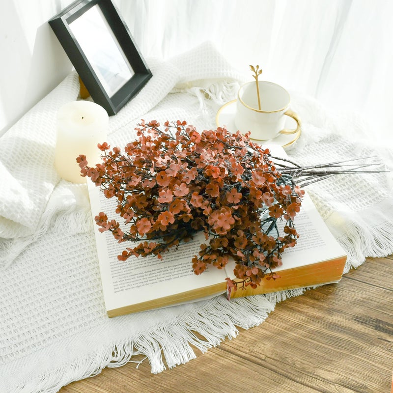 Mandy's Brown Artificial Babyâ€™s Breath European Flowers 6 Bundles Silk Gypsophila with Bendable Stems for Valentine's Day and Easter Centerpiece Wedding Decor and Table Arrangements - Image 3