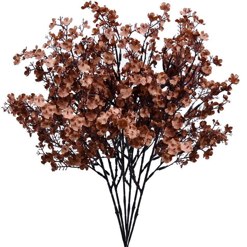 Mandy's Brown Artificial Babyâ€™s Breath European Flowers 6 Bundles Silk Gypsophila with Bendable Stems for Valentine's Day and Easter Centerpiece Wedding Decor and Table Arrangements - Image 1