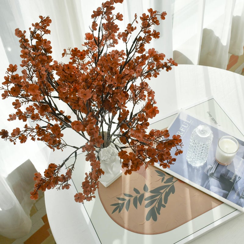 Mandy's Brown Artificial Babyâ€™s Breath European Flowers 6 Bundles Silk Gypsophila with Bendable Stems for Valentine's Day and Easter Centerpiece Wedding Decor and Table Arrangements - Image 5