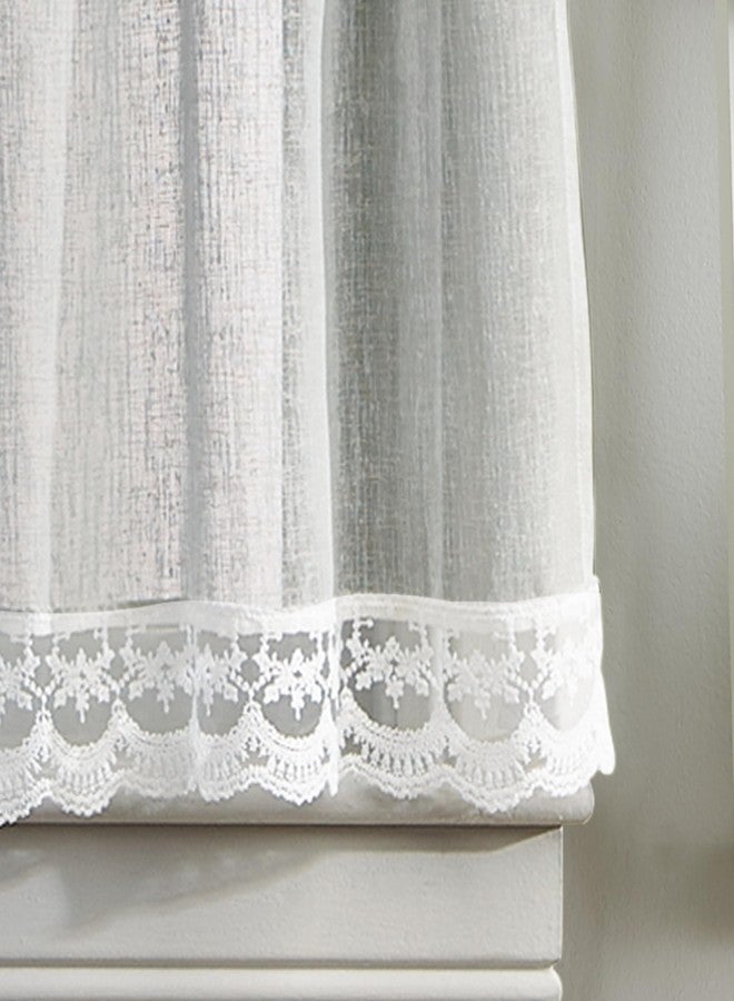 CHF Delicate Lace 3-Piece Kitchen Curtain Tier and Valance Set, Grey - Image 3