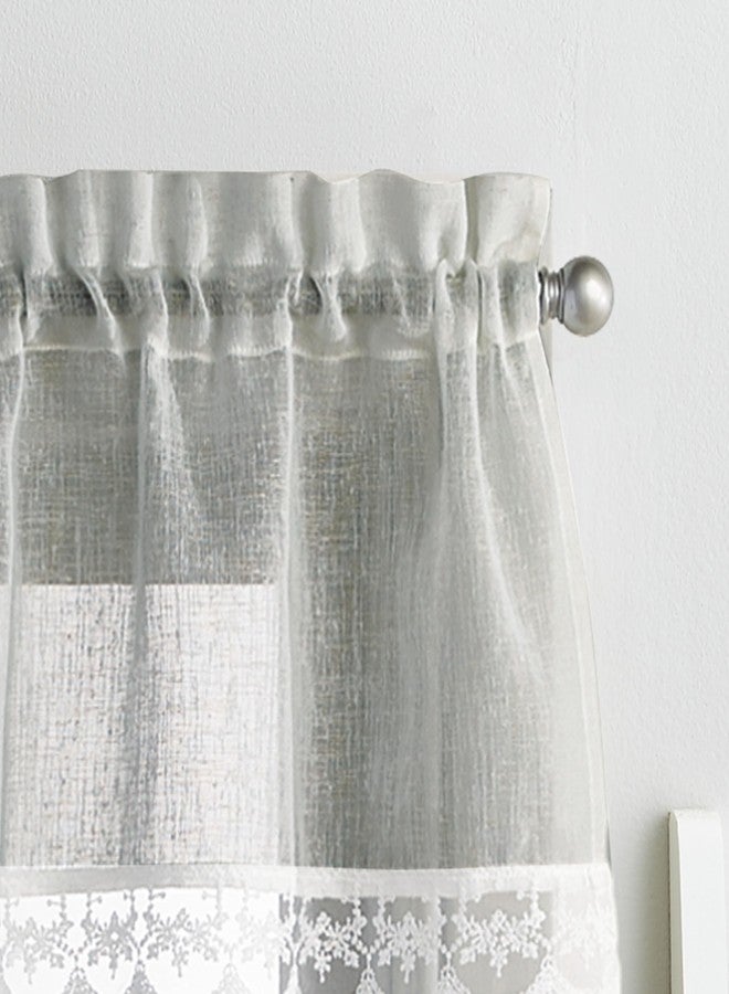CHF Delicate Lace 3-Piece Kitchen Curtain Tier and Valance Set, Grey - Image 2