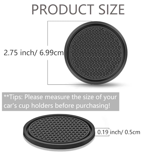 Hodaqe Car Cup Holder Coaster, 4pcs Universal Embedded Non-Slip Car Coasters, 2.75 inch PVC Cup Holder Insert Coasters, Car Accessories for Men and Women (Black) - Image 2