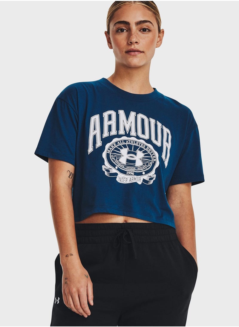 UNDER ARMOUR - Collegiate Crest Crop T-Shirt - Image 1