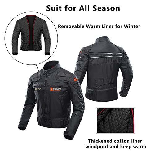 BORLENI Motorcycle Jacket Motorbike Riding Jacket Windproof Motorcycle Full Body Protective Gear Armor - Image 3