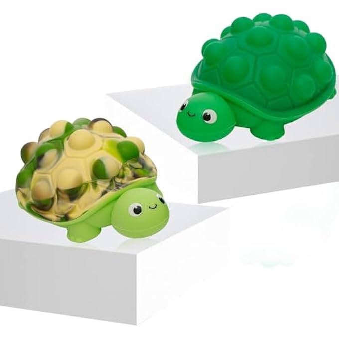 Anboor Fidget Toys, Pop Stress Ball Turtle Bubbles Sensory Toy Anxiety Stress Relief Autism Toy Early Education Gift (Pack of 2) - Image 1