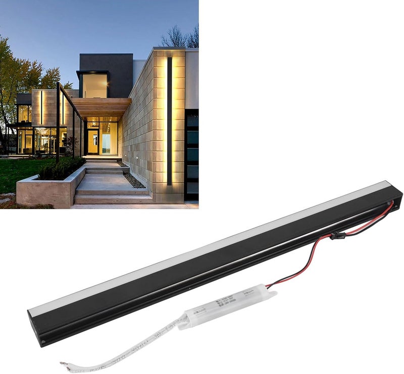 كلاراكو مصباح حائط شريطي من كلاركو، مصباح حائطي LED مقاوم للماء IP43، مصباح حائطي شريطي للحديقة، ضوء دافئ ناعم، حماية كاملة، تصميم عصري، تطبيق واسع لممر الفناء 85-265 فولت (60 سم) - Image 1