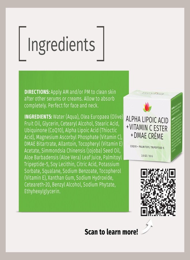 Reviva Labs DMAE Cream with Alpha Lipoic Acid, Vitamin C Ester - DMAE Lift and Firm Cream for Neck and Face - Skin Firming and Moisturizing Cream - Image 5