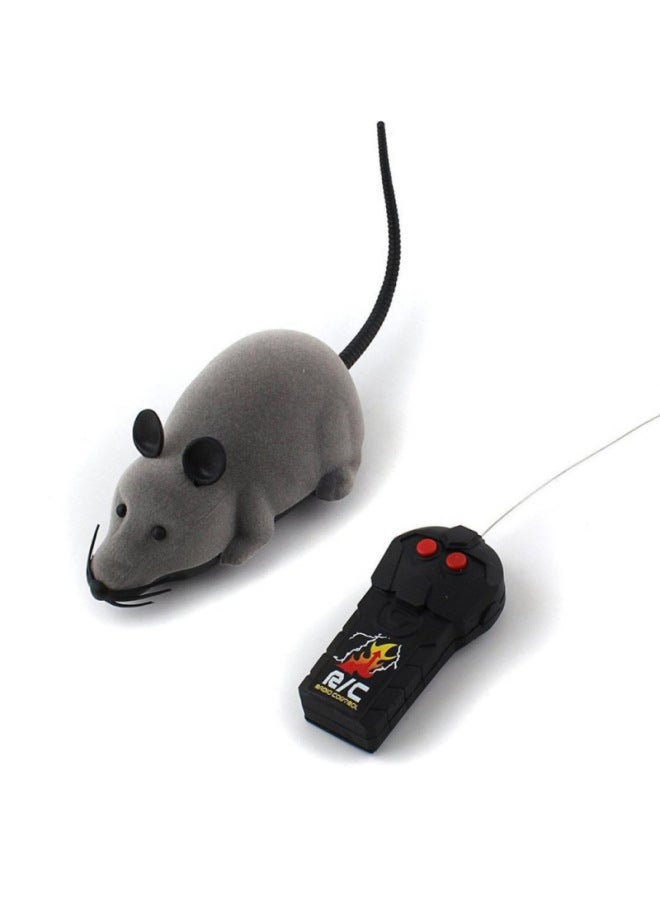 Remote Control Simulation Mouse Electric Spoof Trick Animal Model Children's Toys Funny Cat Pet Supplies-Color:Large Total Length 28cm Two-way Pouch Mouse-Dark Grey - Image 1