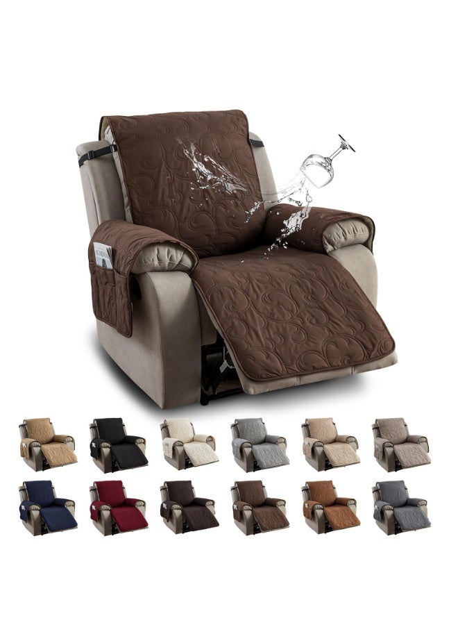 عربست غطاء كرسي استرخاء مقاوم للماء بنسبة 100%، أغطية كراسي استرخاء، غطاء أريكة استرخاء من القماش غير قابل للانزلاق لغرفة المعيشة، لحماية الحيوانات الأليفة والأطفال، قابل للغسل (لون قهوة، كرسي استرخاء 23.6 بوصة) - Image 1