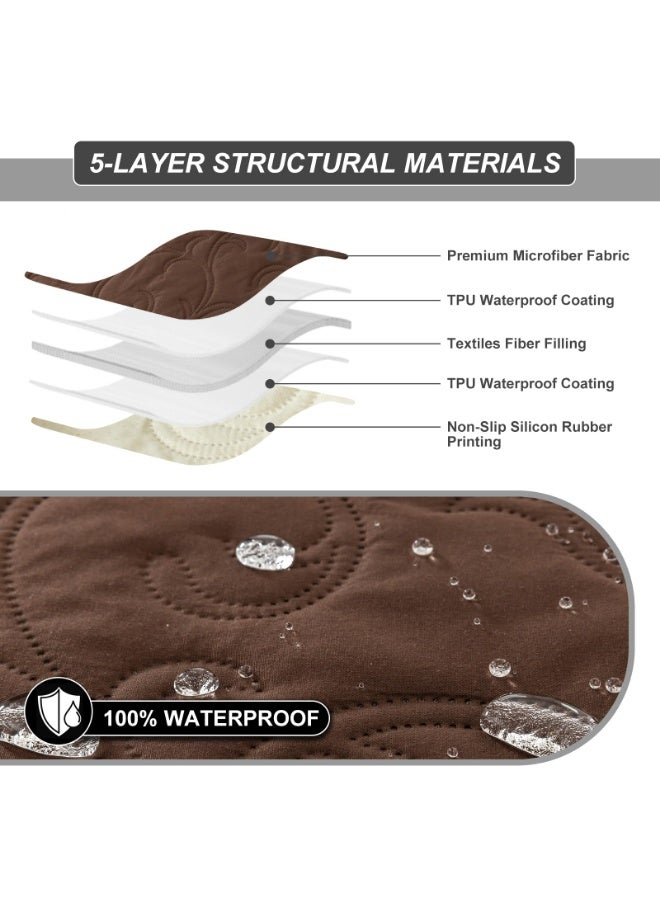 عربست غطاء كرسي استرخاء مقاوم للماء بنسبة 100%، أغطية كراسي استرخاء، غطاء أريكة استرخاء من القماش غير قابل للانزلاق لغرفة المعيشة، لحماية الحيوانات الأليفة والأطفال، قابل للغسل (لون قهوة، كرسي استرخاء 23.6 بوصة) - Image 4