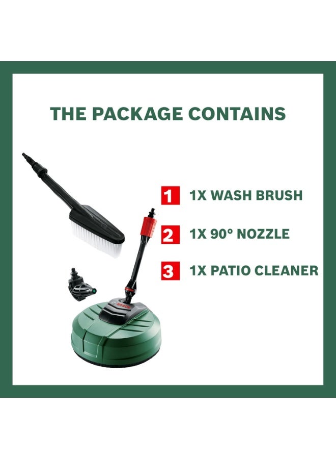 BOSCH Pressure Washer Accessory Set with Wash Brush, Home and Car Cleaning Kit, Patio Cleaner & 90° Nozzle for Car Washing, Patio, Driveway, Gutter & Outdoor Cleaning- F016800611 - Image 2