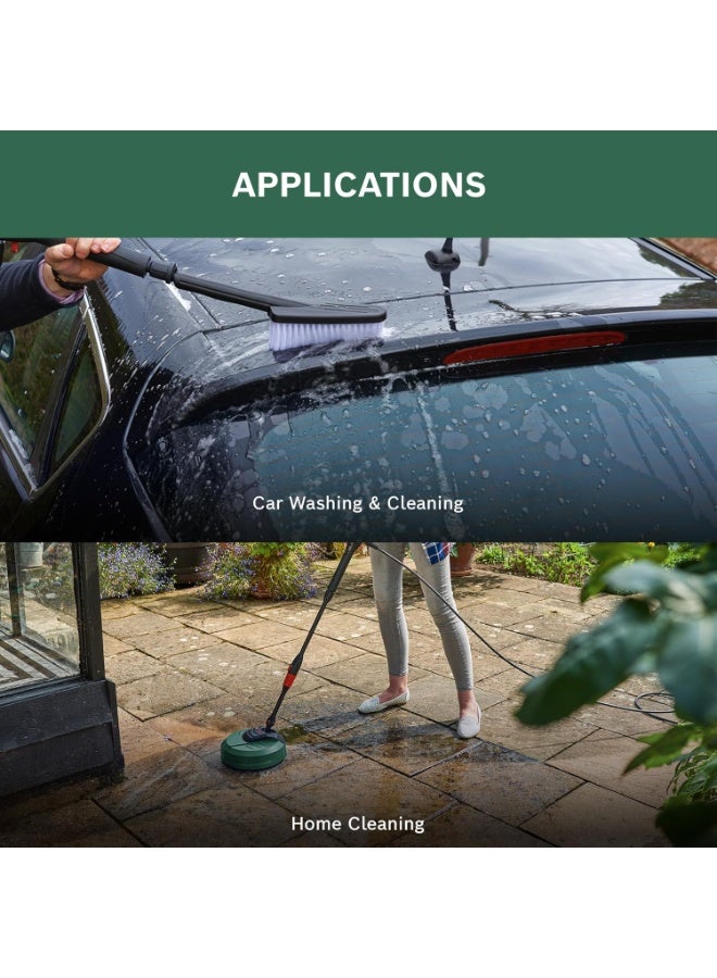 BOSCH Pressure Washer Accessory Set with Wash Brush, Home and Car Cleaning Kit, Patio Cleaner & 90° Nozzle for Car Washing, Patio, Driveway, Gutter & Outdoor Cleaning- F016800611 - Image 4