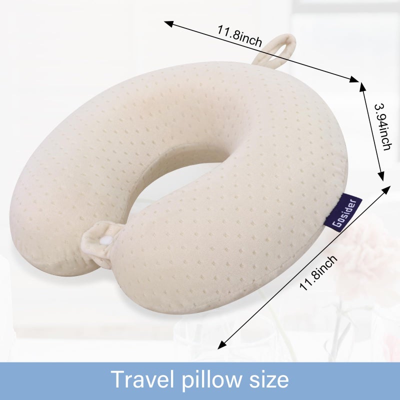 Gosider Memory Foam Neck Pillow Comfortable Travel Neck Pillow Neck and Head Support Lightweight Portable Airplane Travel Pillow for Sleeping, Traveling,Car, Train, Bus and Home Use Beige - Image 3