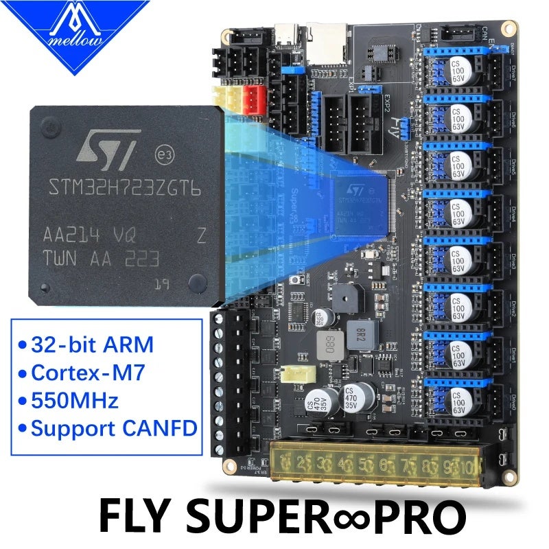ميلو إلكترونيات Mellow FLY Super Pro HV 8-Axis 32-Bit 550MHz Motherboard for Klipper RRF Voron 3D Printer, Set 2 - Image 1