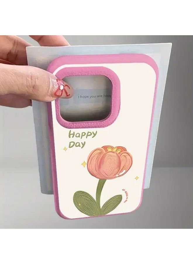 A Brown Jelly Colored Flower Happy Day Phone Case Suitable For Iphone 16 Pro Max Premium Protective Cover - Image 1